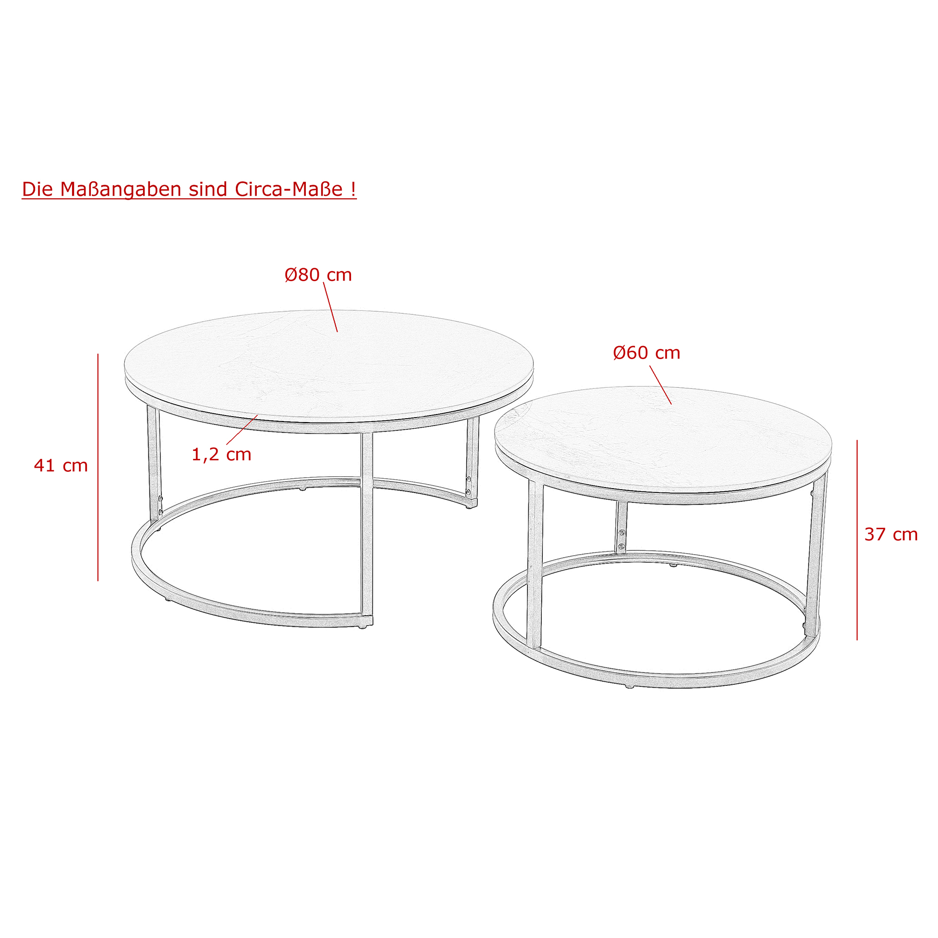 2er-Set Couchtisch - schwarz-Marmoroptik - Sinterstein