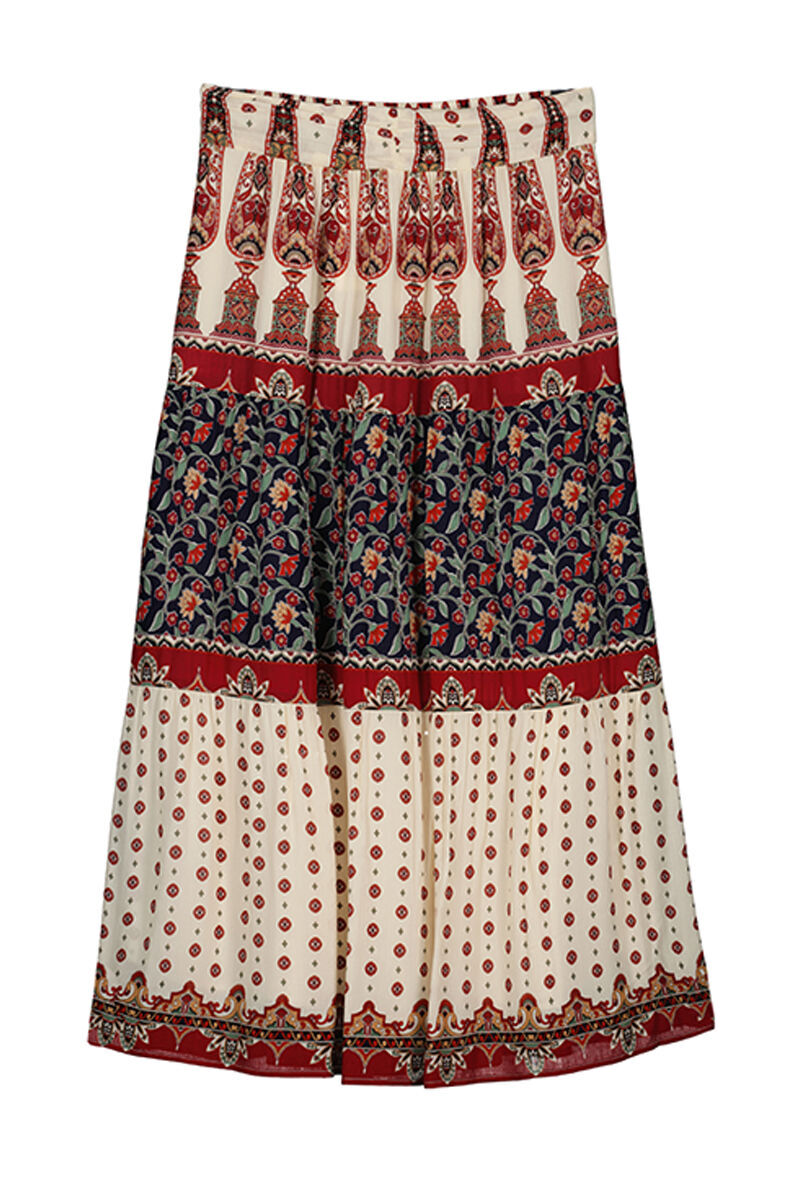 Saia longa fluida estampada - Multicolorida