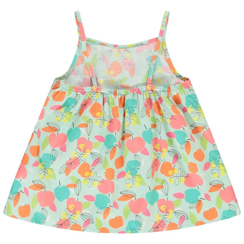 Tunique à bretelles en voile de coton imprimé fruits pour fille - Bleu