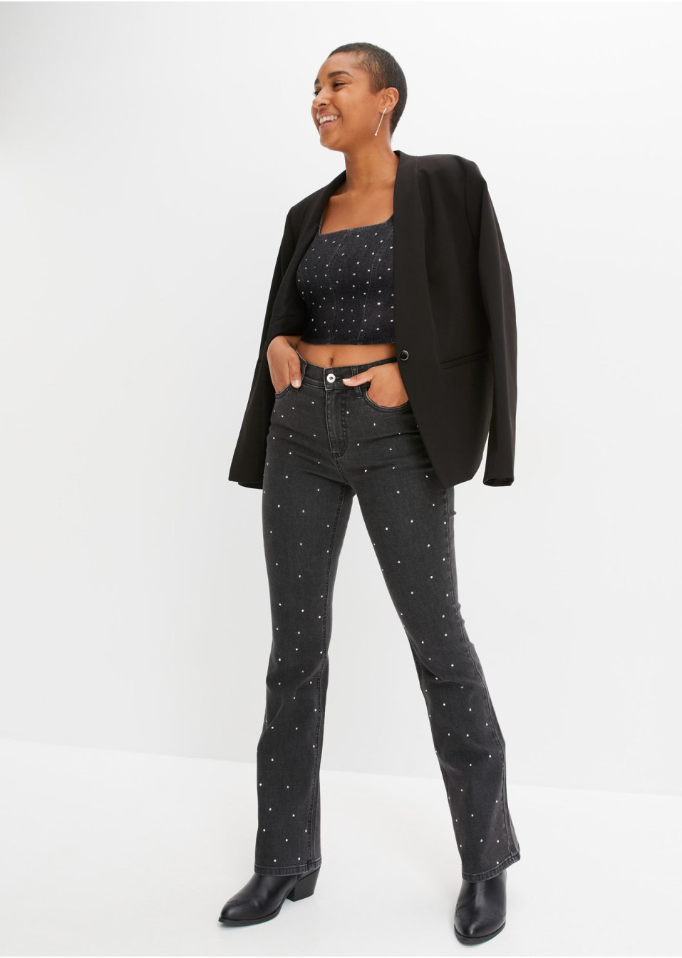 Top en jean avec rivets