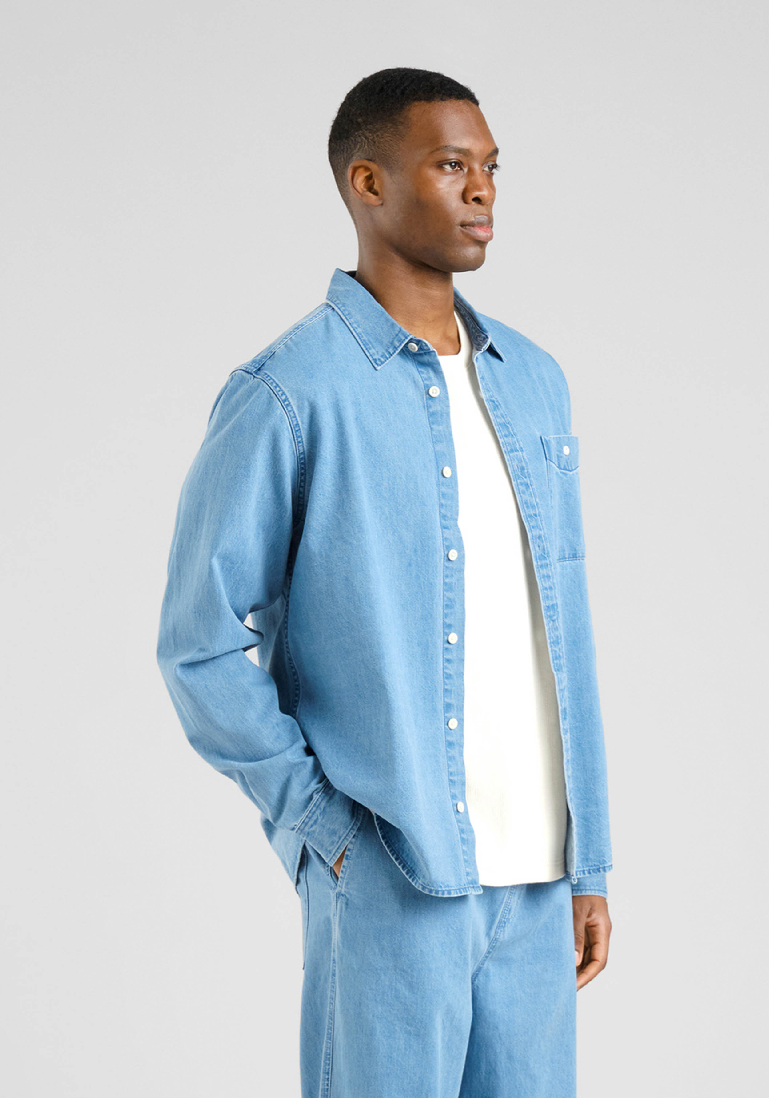 Dedicated Hemd Lunnevik Demin Light Blue