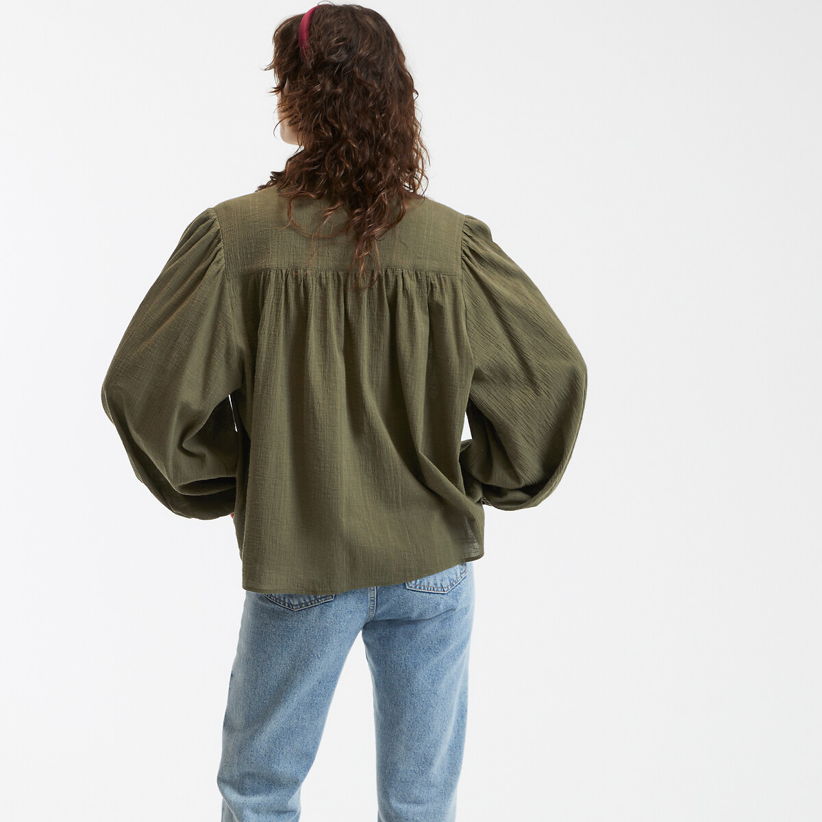COLEÇÕES LA REDOUTE<br>Camisa oversized com gola mao, assinatura LISE