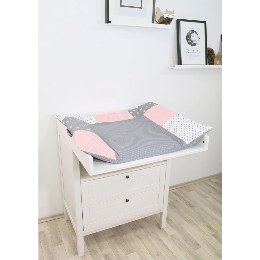 Ullenboom Patchwork Wickelauflagen-Bezug Rosa Grau 75x85 cm