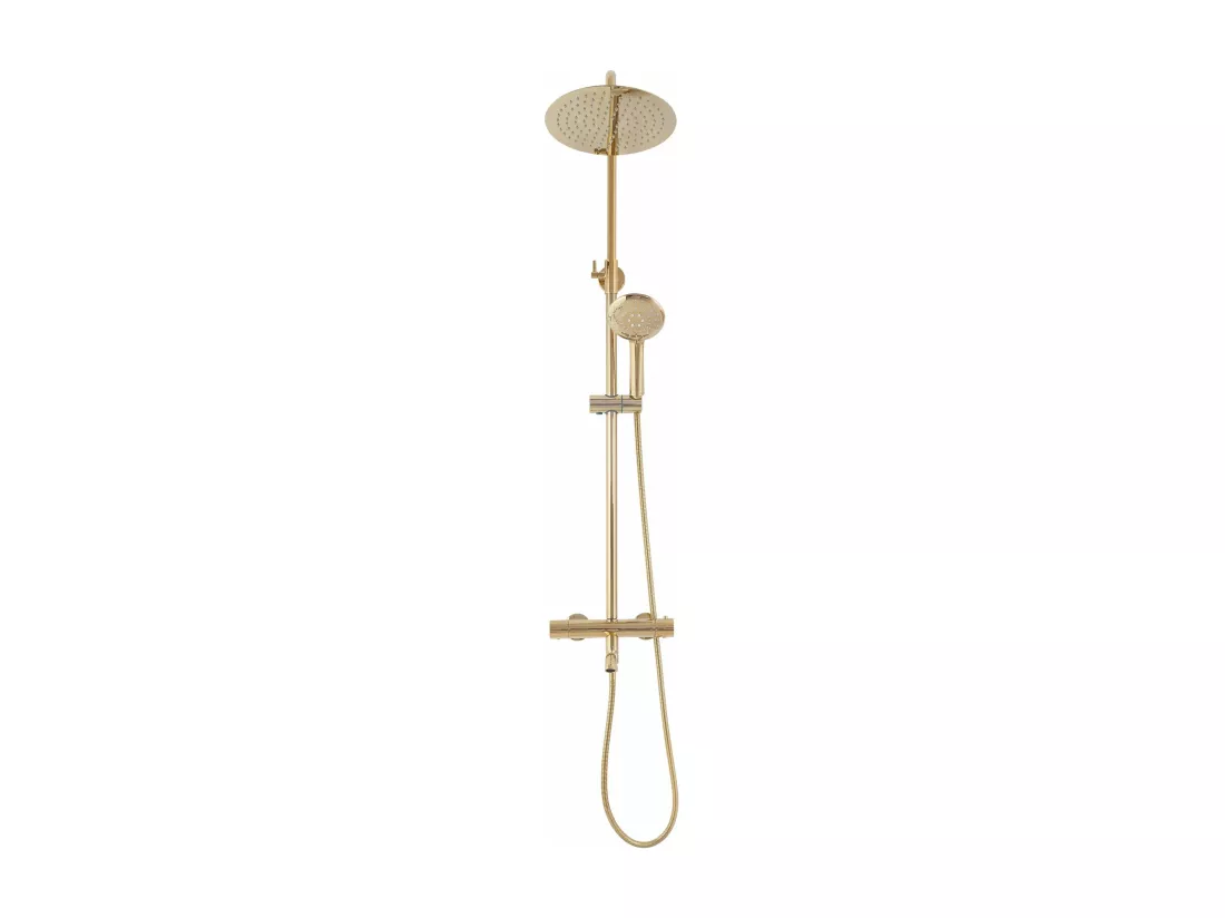 Kit de douche avec thermostat REA Lungo TermoStat Gold - Pommeau de douche ultra-pluie et robinet avec éléments