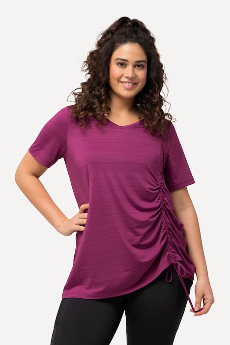 Funktionsshirt, Raffband, A-Linie, V-Ausschnitt, Halbarm