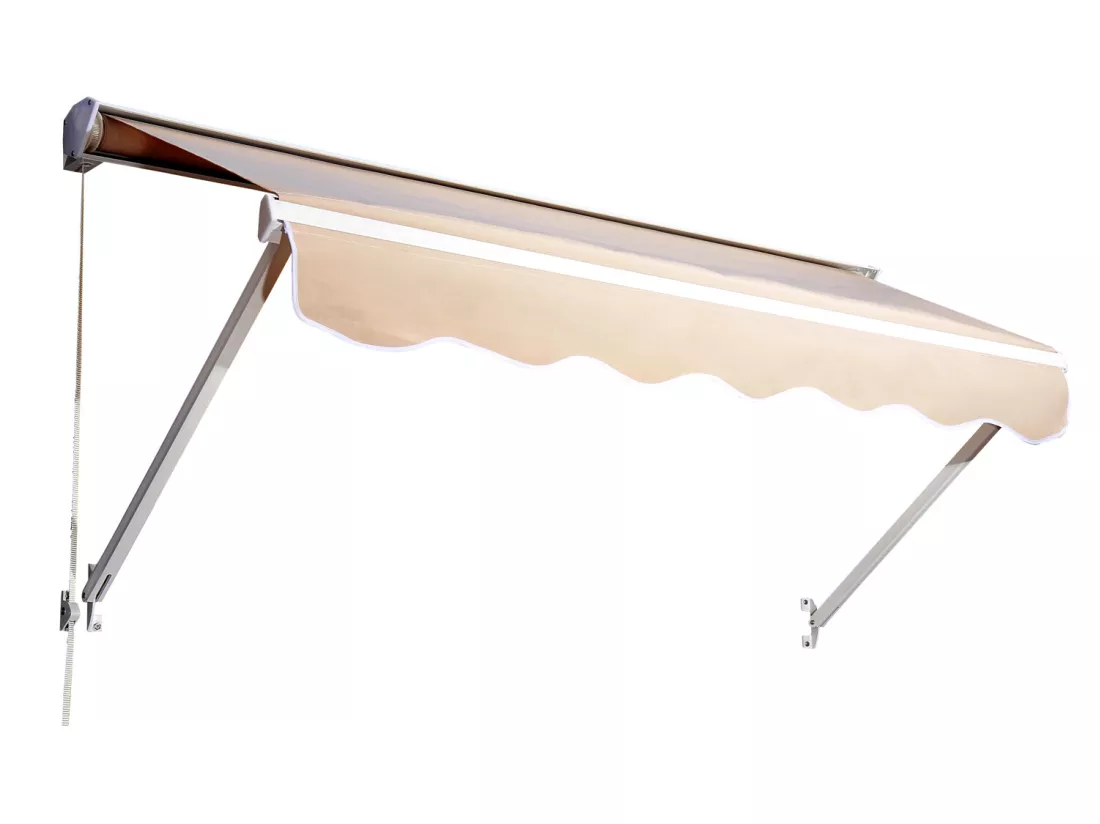Store banne manuel inclinaison réglable aluminium polyester imperméabilisé 70L x 180l cm beige