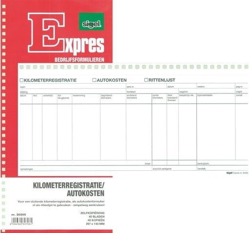 Sigel kilometerregistratie / autokostenboek - Expres - zelf kopiërend - 40 vel - SI-30205