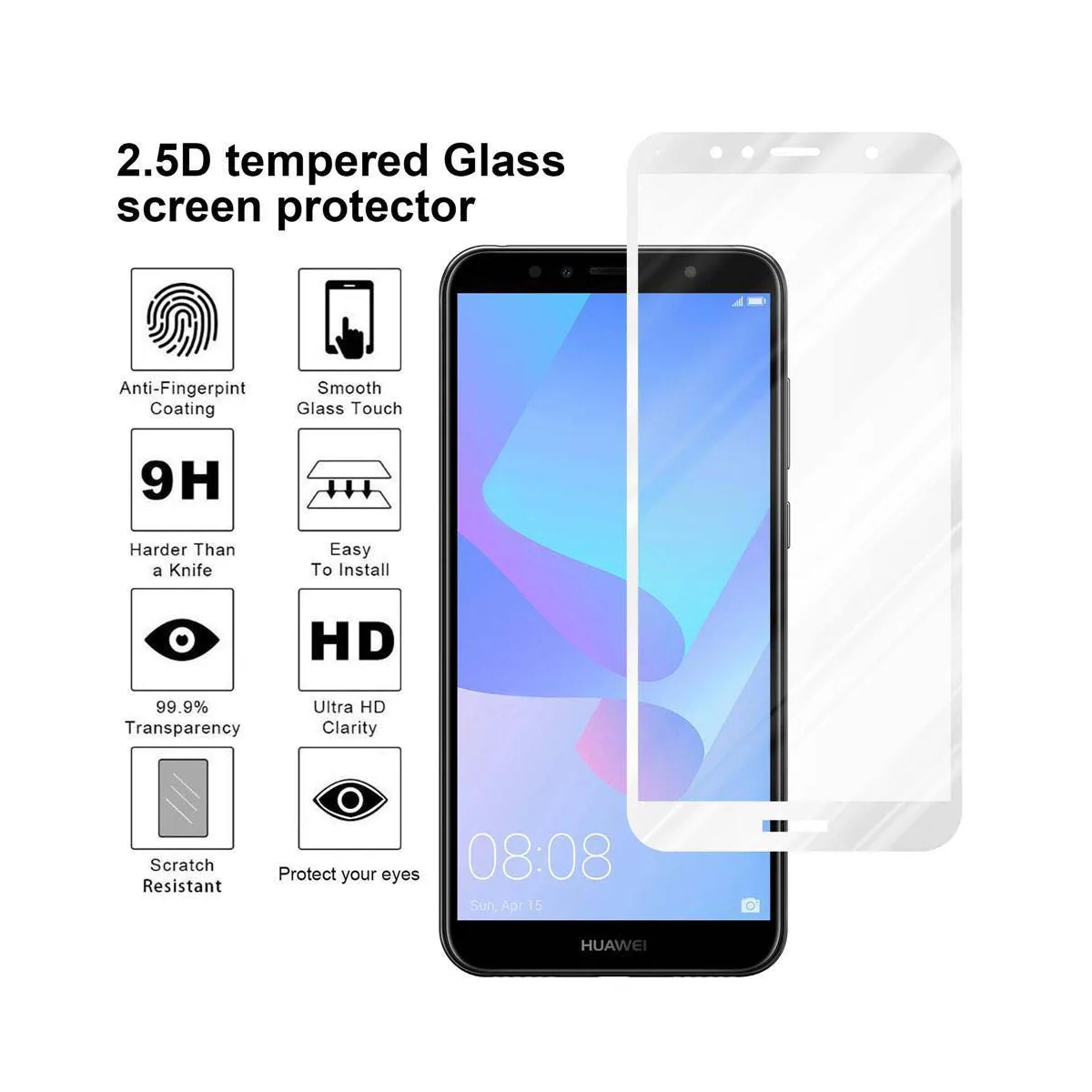 Huawei Y6 PRIME Skjermbeskytter Skärmskydd (hvit)