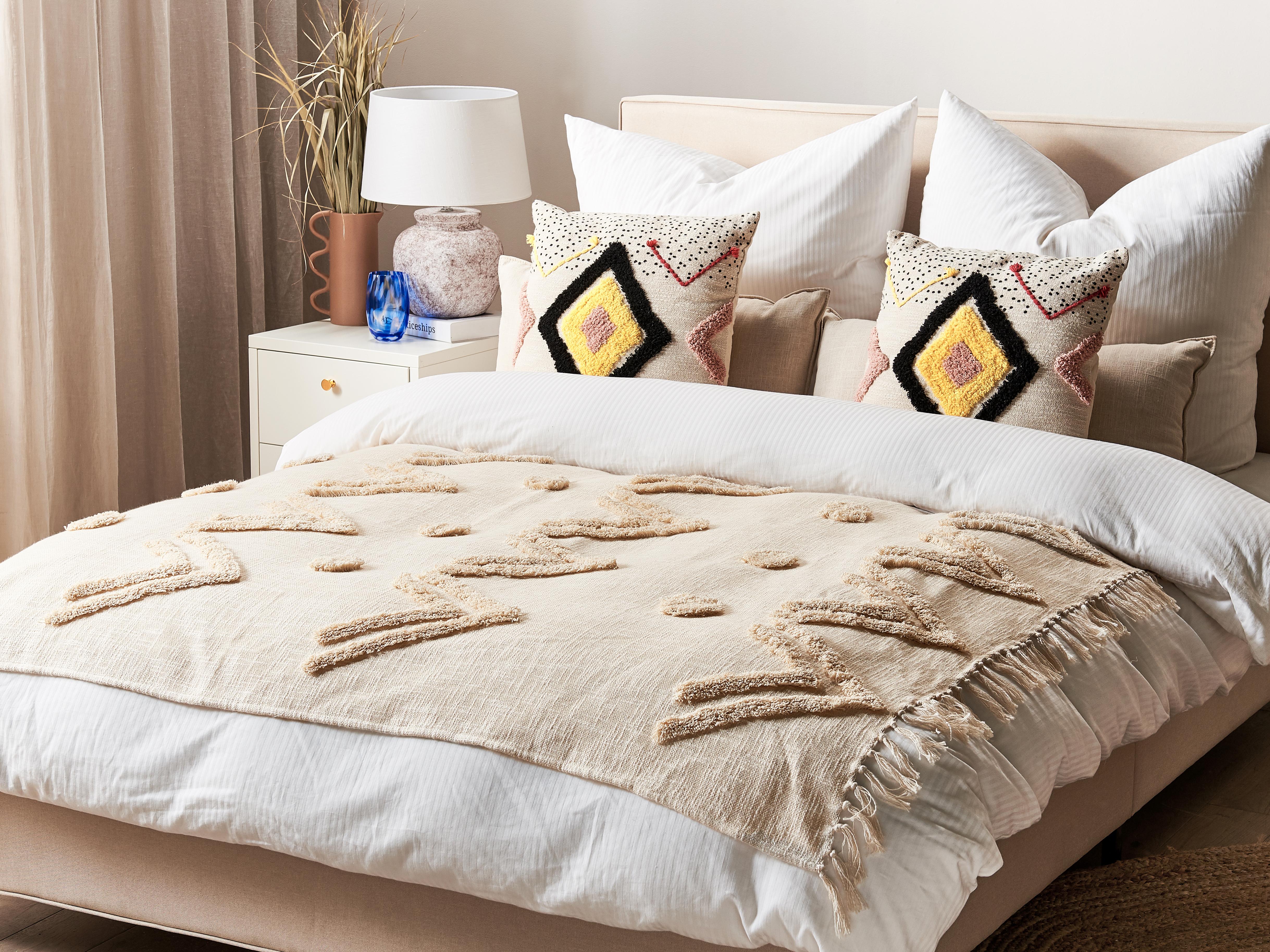 Plaid FATEHPUR Katoen 130 x 180 cm Beige