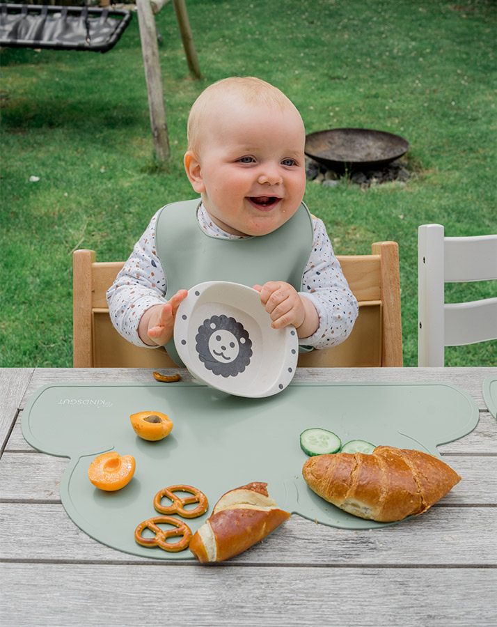 Silikon-Lätzchen LINO mit Auffangschale in grün