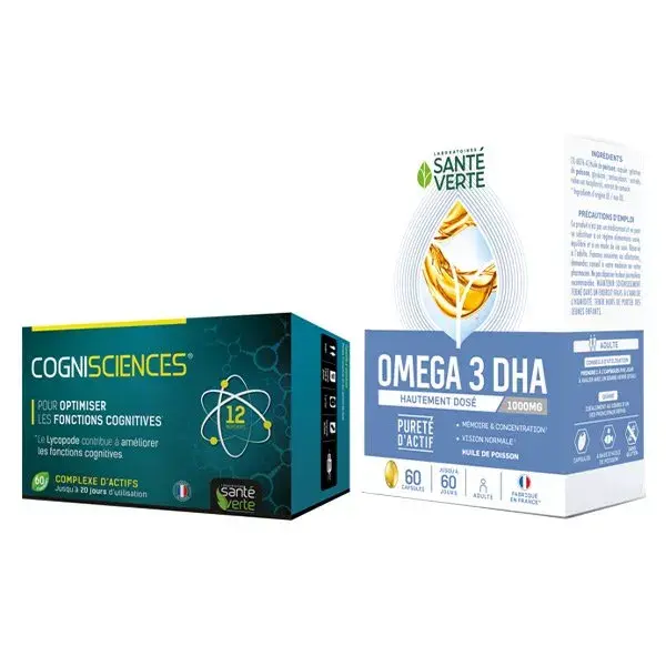 Pacote Santé Verte Cognisciences e Ômega 3 DHA para Memória e Concentração