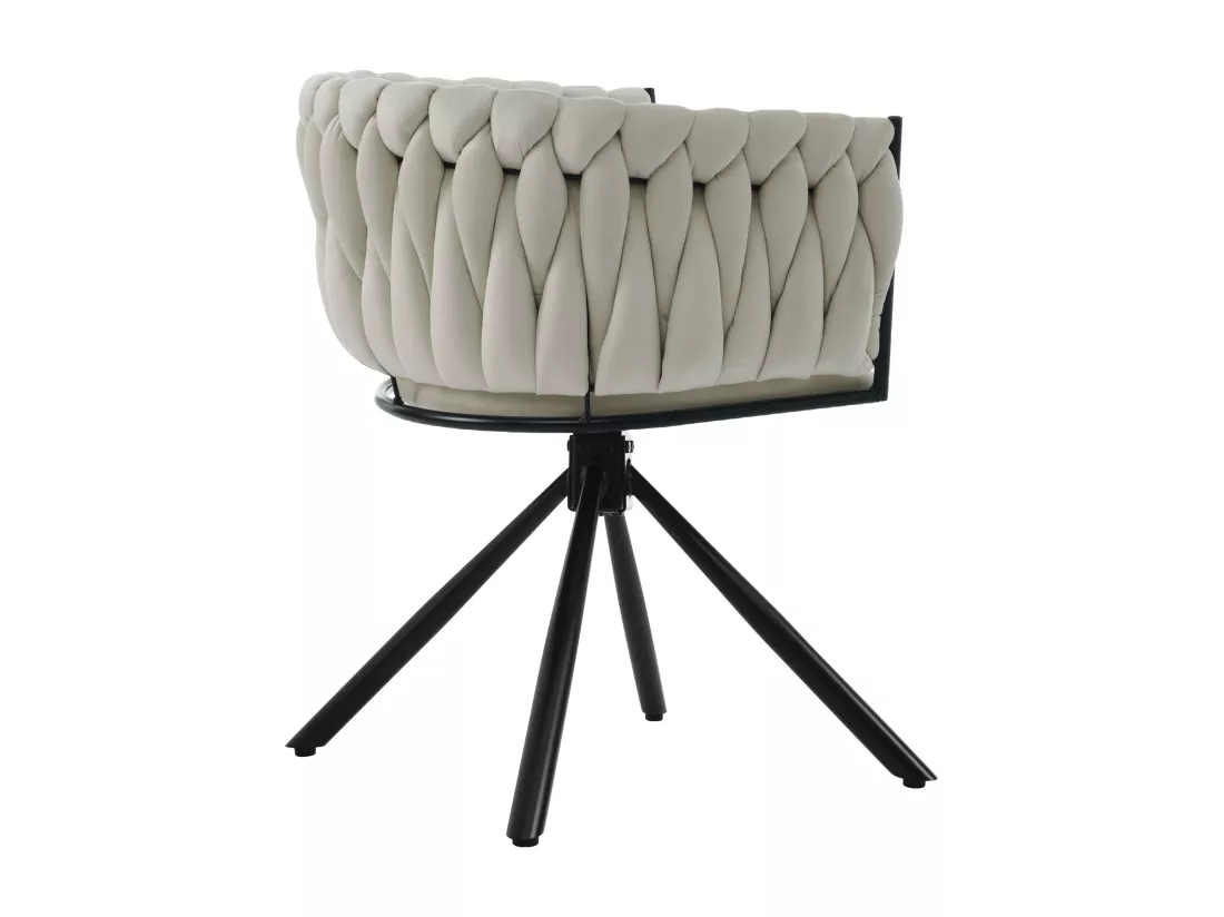 Lot de 6 Chaises pivotantes en velours avec accoudoirs - pieds en métal - Beige
