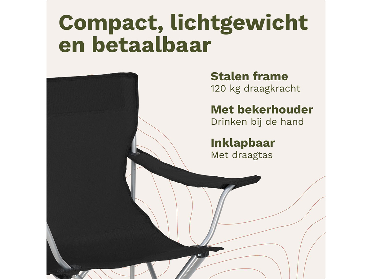 TRVLMORE Basic Black vouwstoel - Set van 2