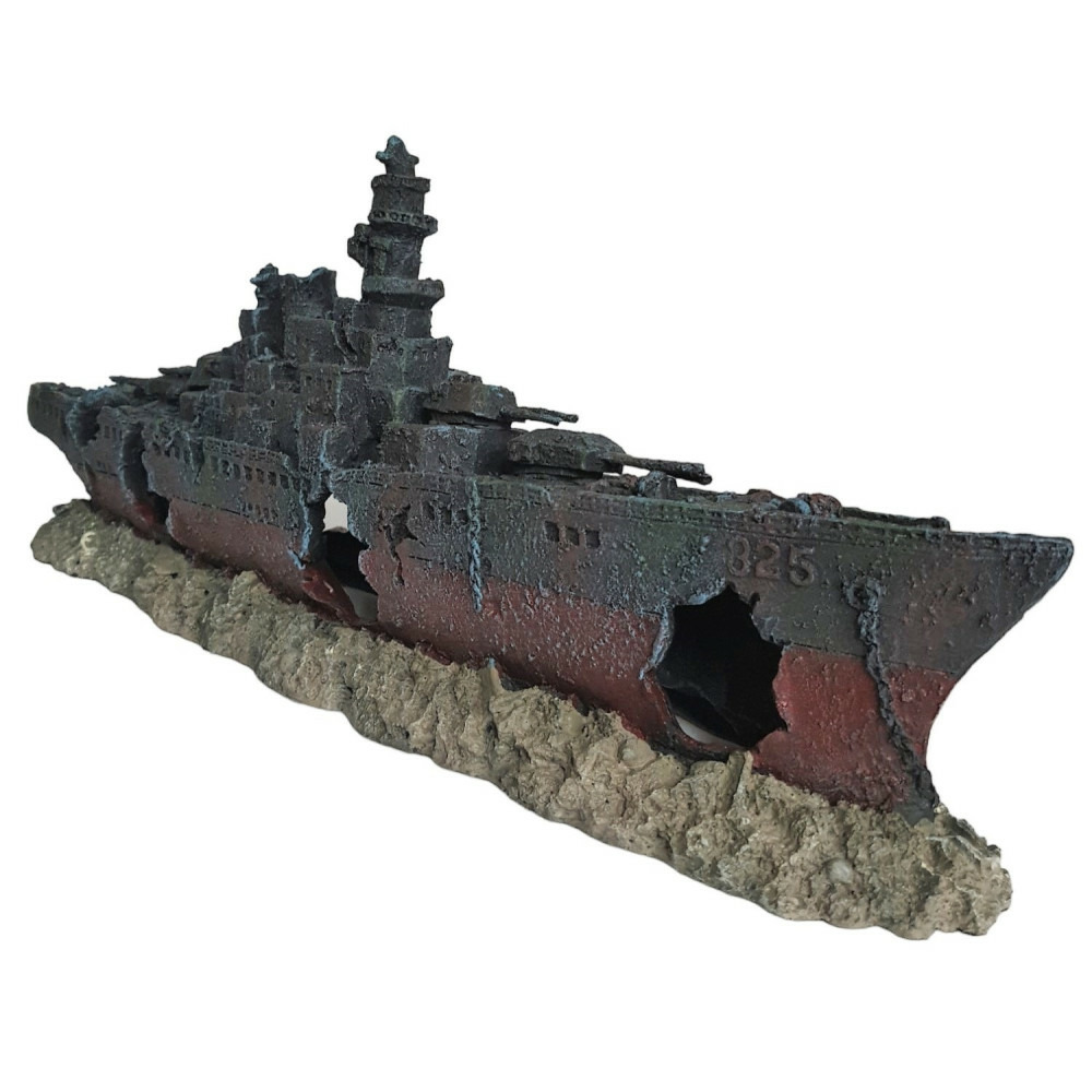 Bateau épave 48.5 x 10 x h 19cm, décoration aquarium