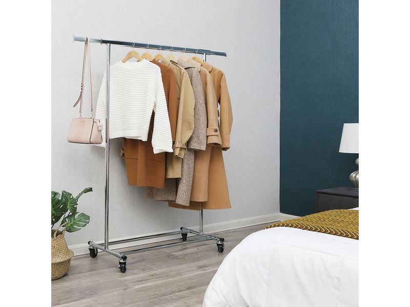 Songmics Garderobenständer Verchromt 160 cm, Silber Rollständer