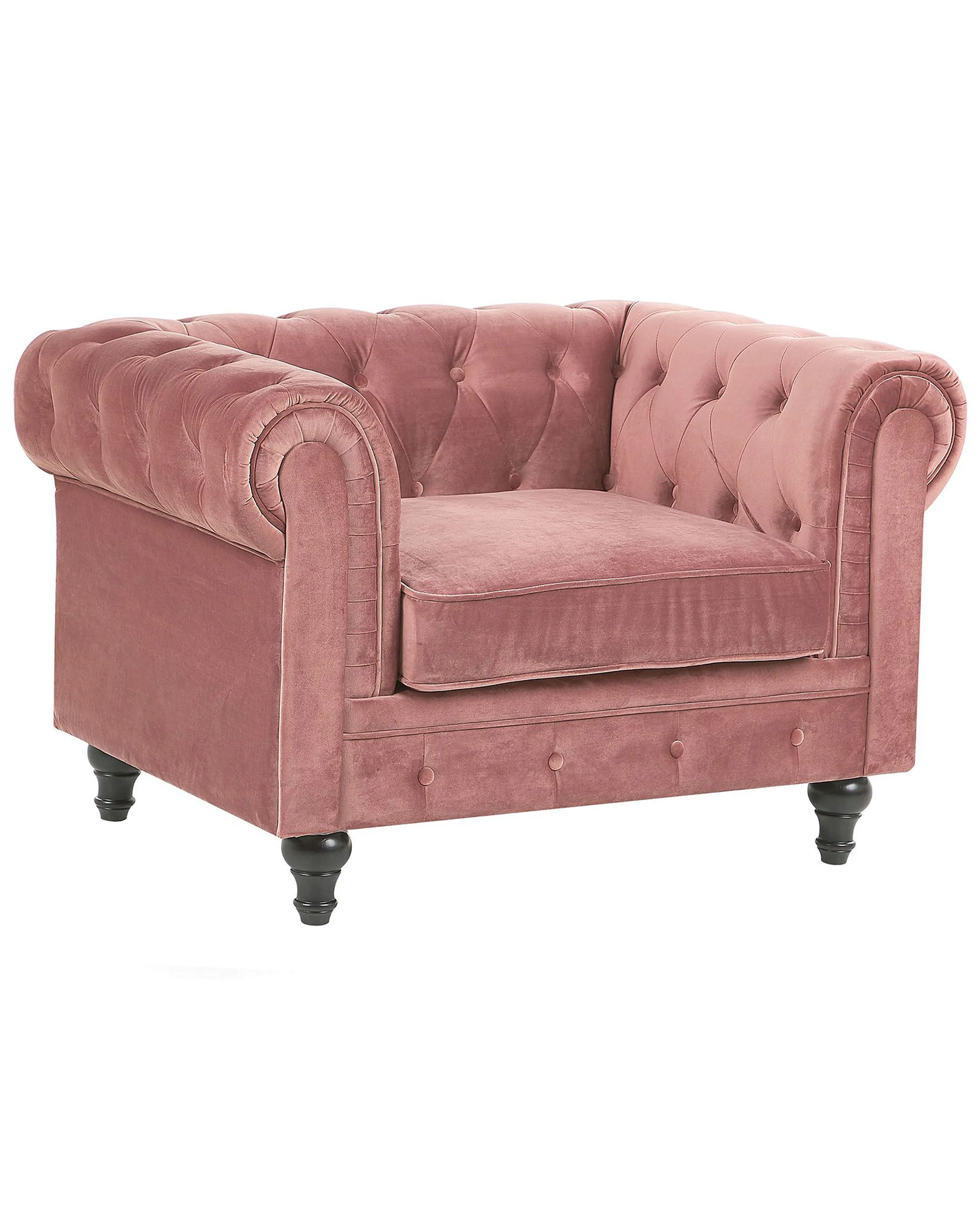 Fauteuil CHESTERFIELD Fluweel Roze