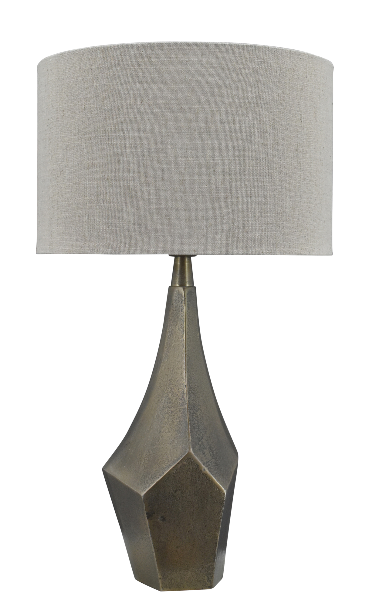 Tafellamp Faro bronze + kap 35x35x22cm Oslo linnen naturel