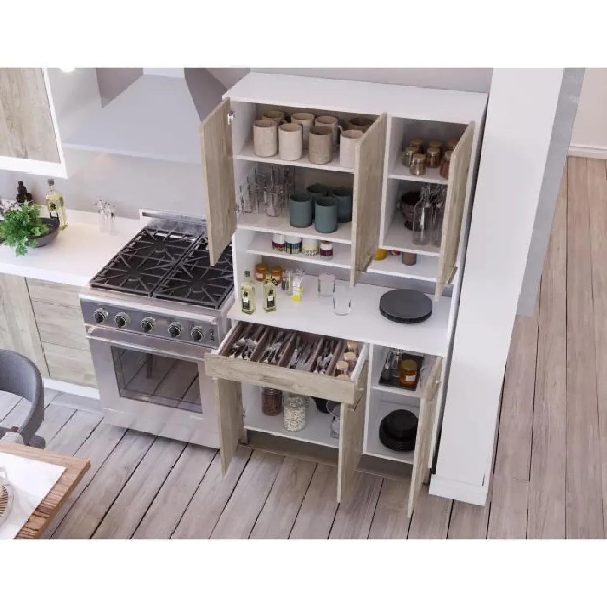 cstore TACOMA Buffet Cuisine - Décor Chêne