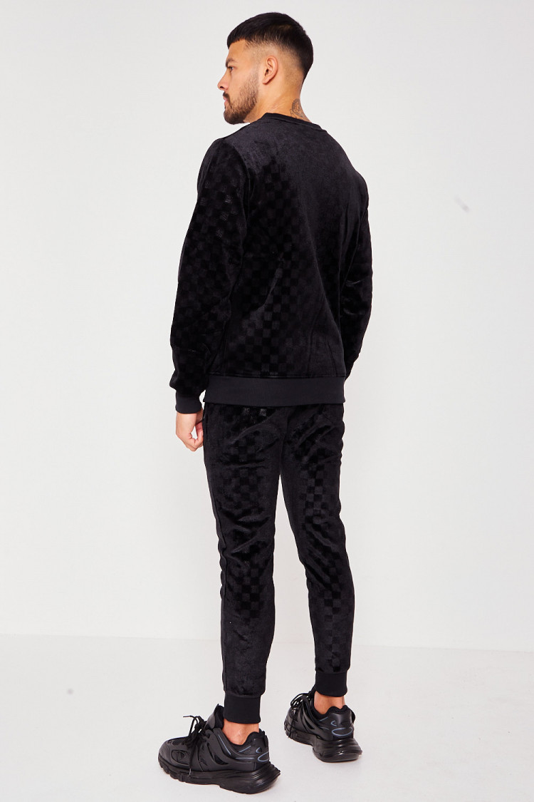 Sweat noir damier en velours