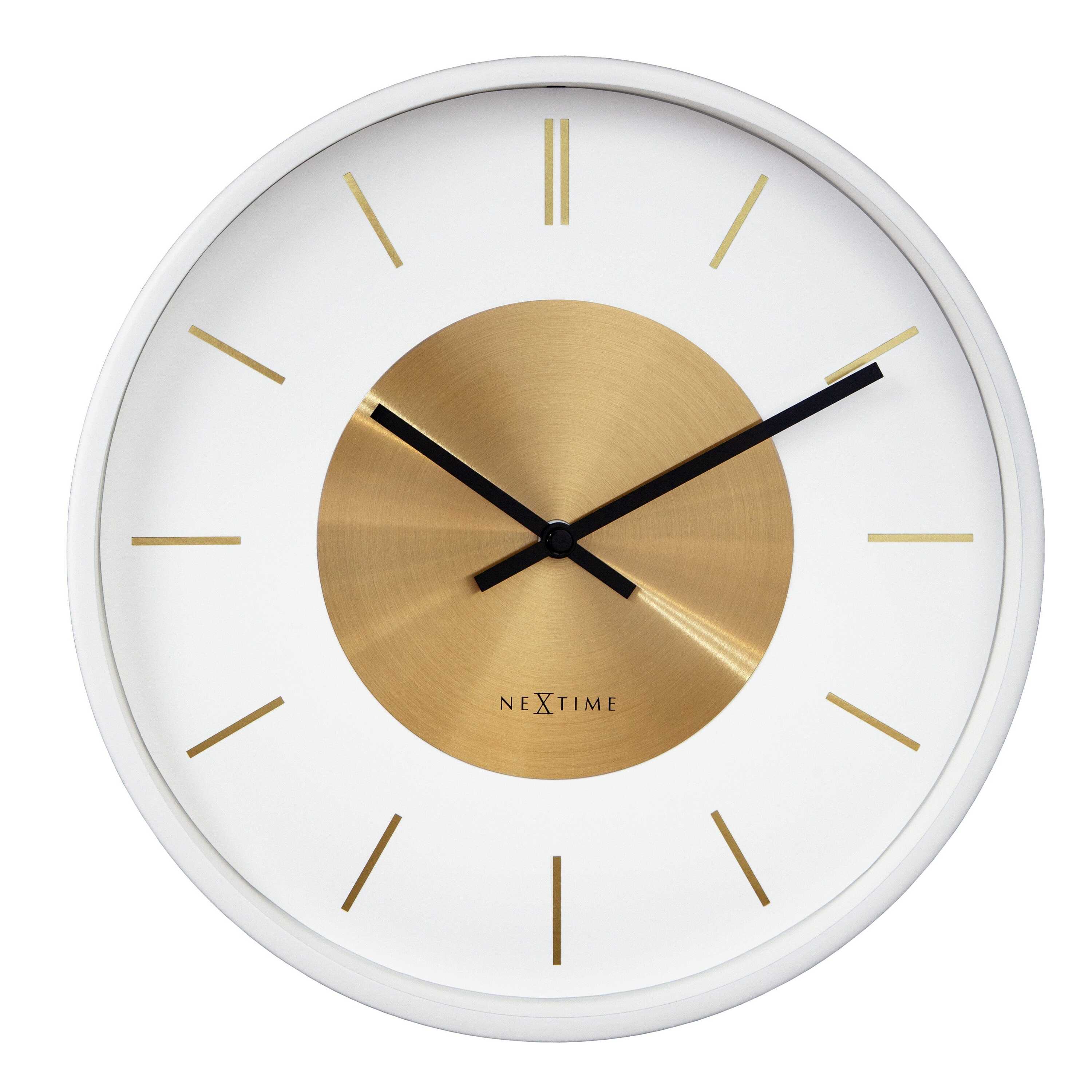 NeXtime - Wandklok 25cm - Stil - Wit|Goud - Metaal - NeXtime 'Retro