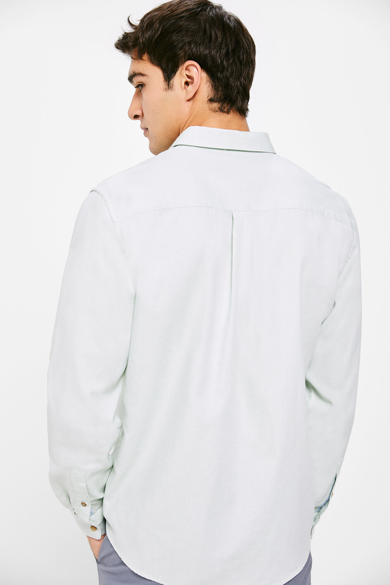 Camisa estruturada na cor verde estampada