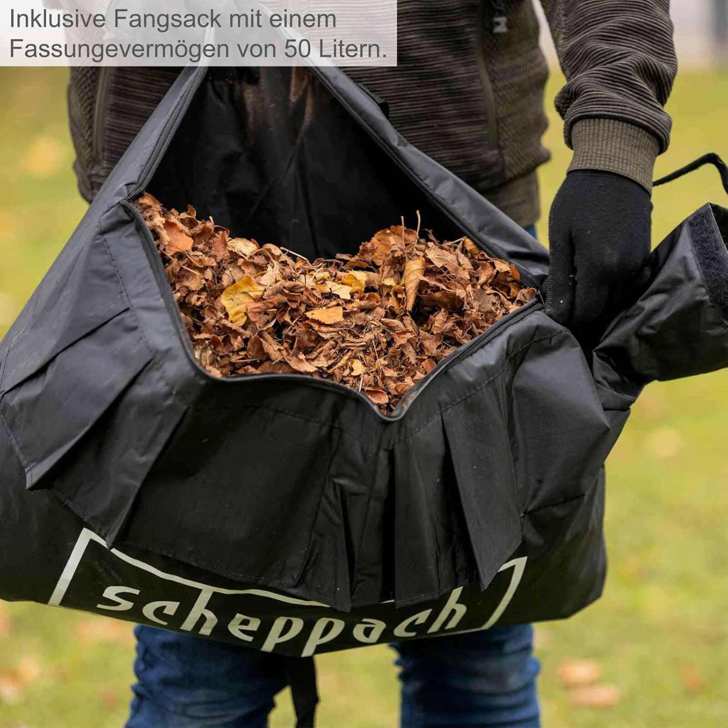 Scheppach Benzin Laubbläser LBH2600P | 1PS | 2-Takt Motor| 268 km/h Luftgeschwindigkeit | 678m³/h Luftstromvolumen | Saug- und Häckselfunktion | Laubsauger 4in1 | inkl. 50L Fangsack, Saug- & Blasrohr