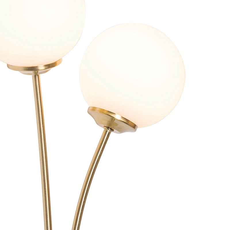 Moderne gouden wandlamp met opaalglas, 2-lichts - Athene