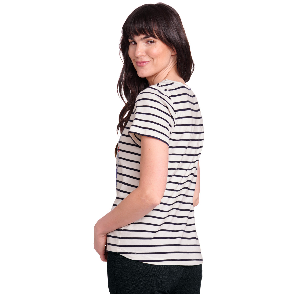 Gina Benotti Damen T-Shirt aus Bio-Baumwolle cremeweiss / dunkelblau
