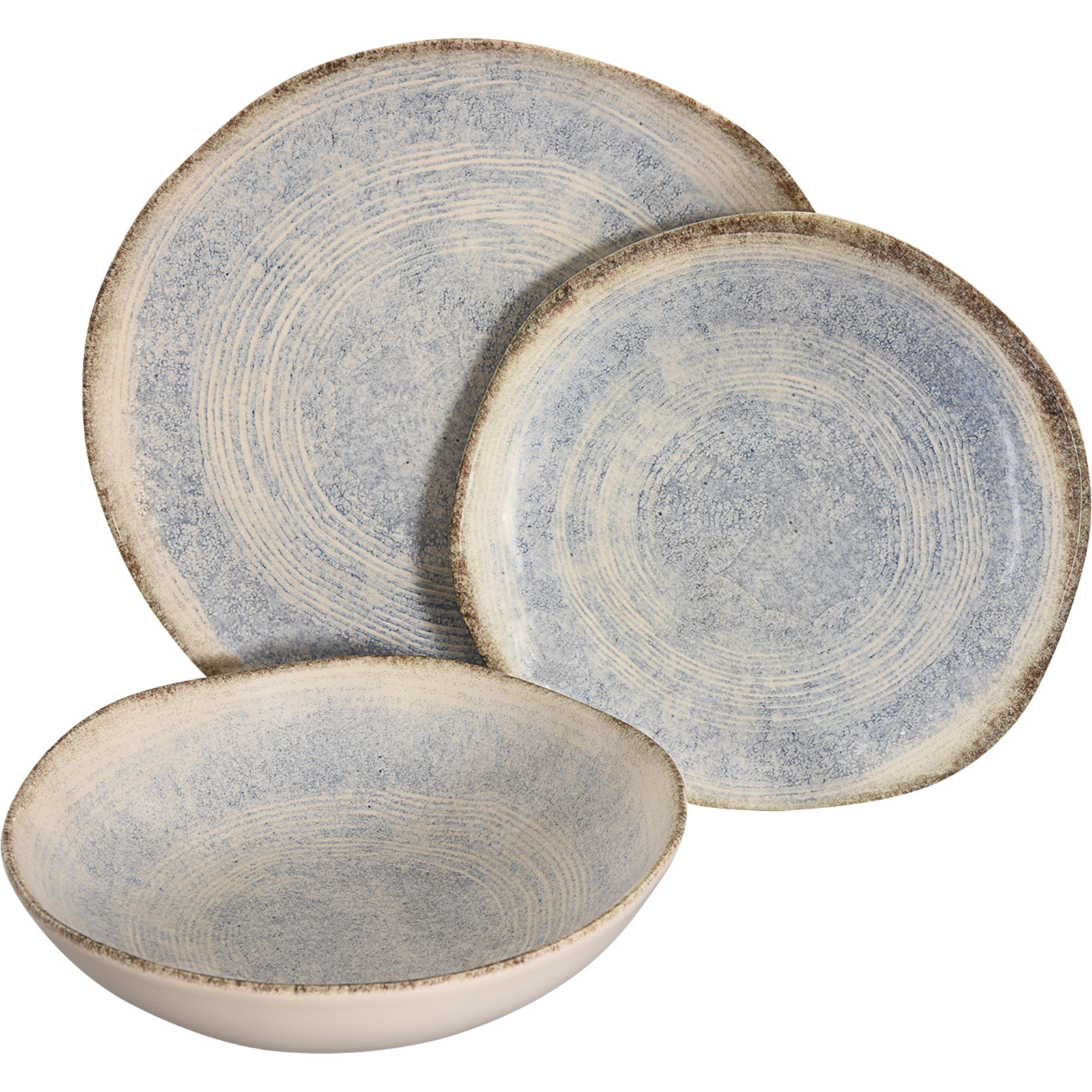 Tafelservice Organic 12tlg blau/braun