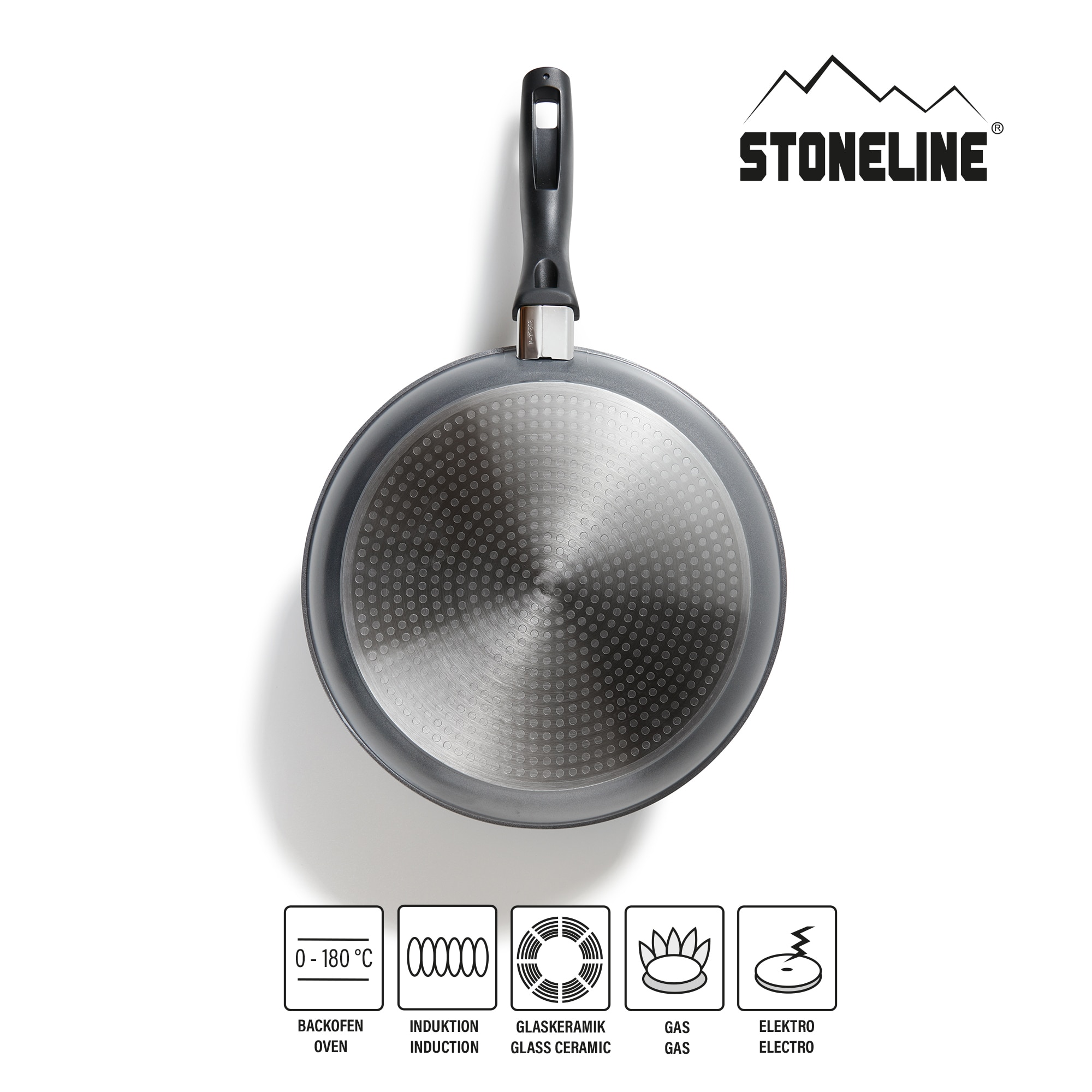 STONELINE® Bratpfanne 28 cm, Aluguss antihaftbeschichtete Pfanne, Backofen & Induktion geeignet