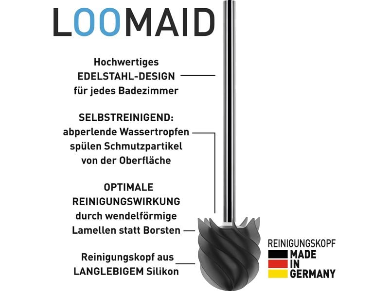 Loomaid Toilettenbürste LOOMAID aus Silikon, Grau, schmutza Silikon WC-Bürste
