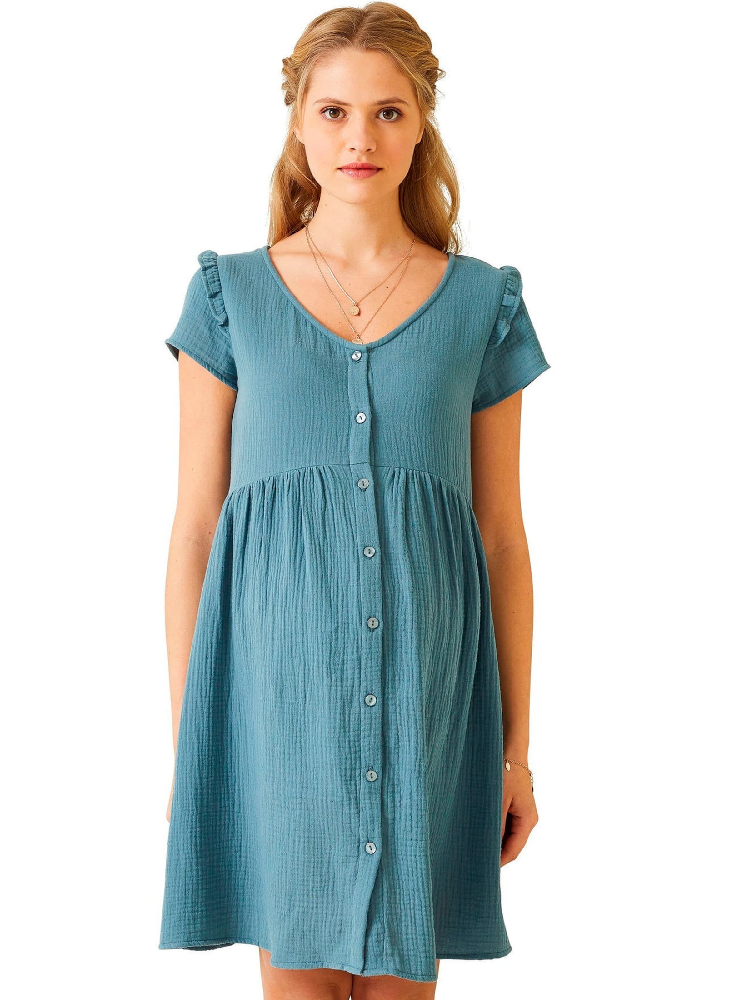 Vertbaudet Musselin-Kleid, Schwangerschaft & Stillzeit aquamarin