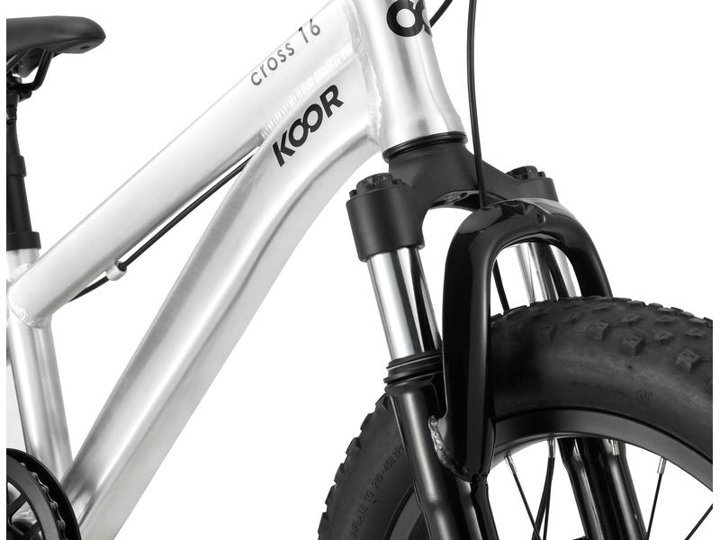 KOOR Kindervelo Cross 16 disc Silber Sportliches Fahrrad für Kinder mit Scheibenbremsen