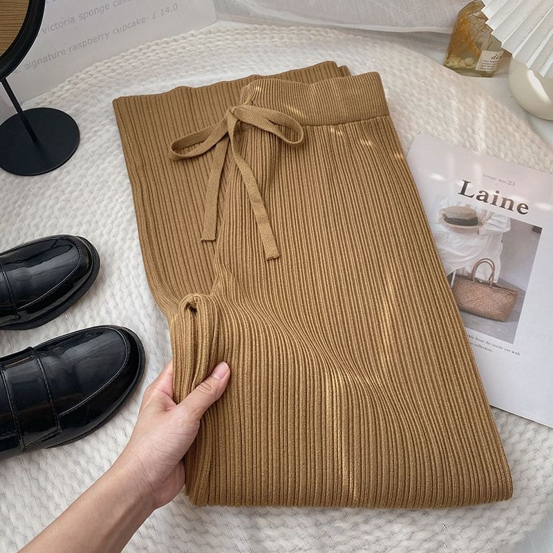 DIYI - Hoge taille effen gebreide losse broek