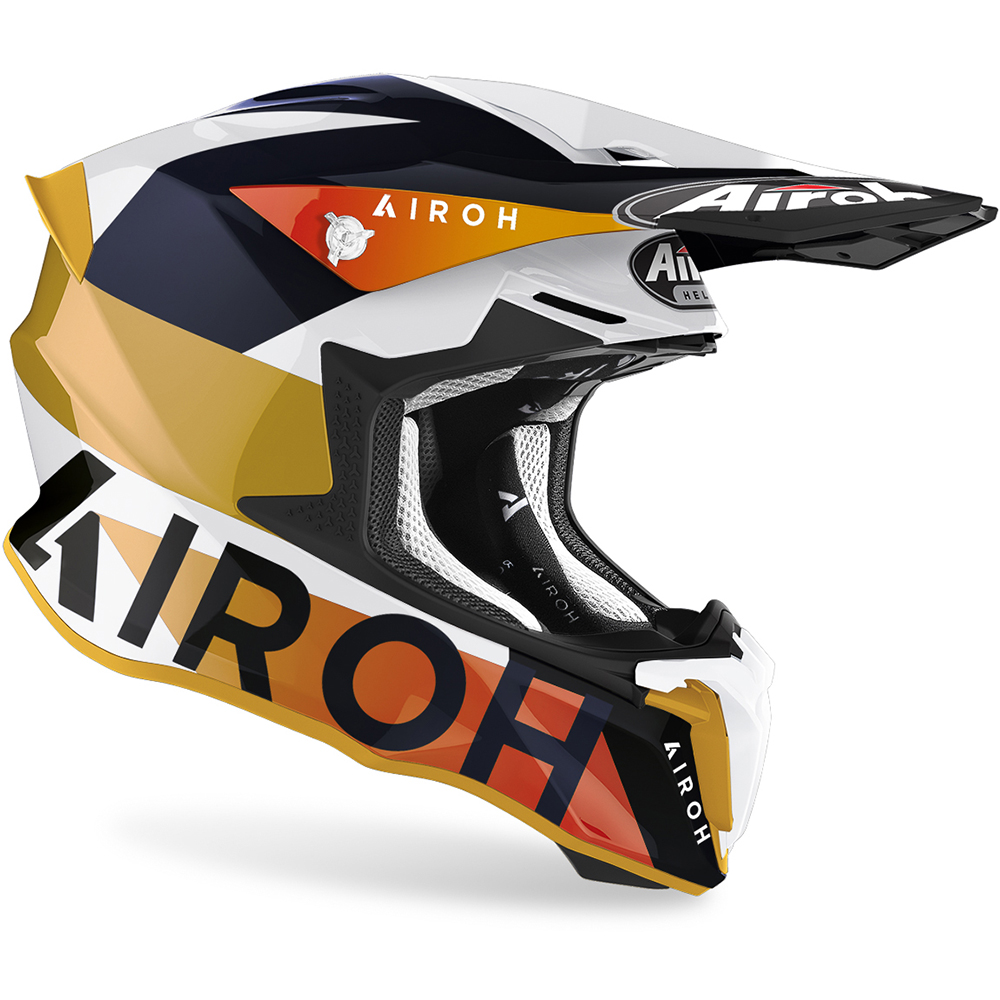 Airoh - Casque Twist 2.0 Lift Blanc / Or / Bleu foncé