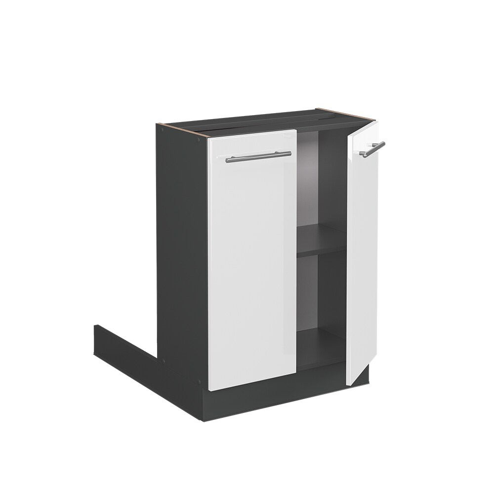 Vicco Regalinselunterschrank Küchenschrank Küchenmöbel Fame-Line Anthrazit Weiß 60 cm modern Hochglanz Küche Einbauküche Kücheninsel Drehtür Einlegeboden Blende Küchenunterschrank Küchenzeile