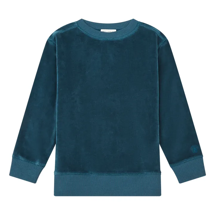 SMALLABLE BASICS Sweat Col Rond Garçon Velours | Océan