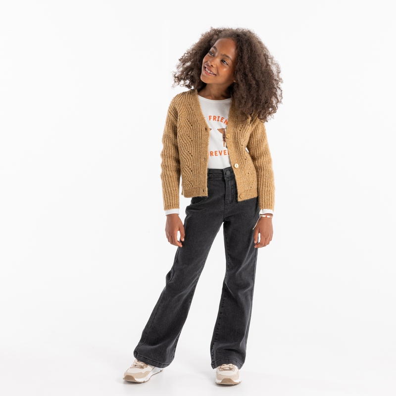 Gilet torsadé col V marron fille