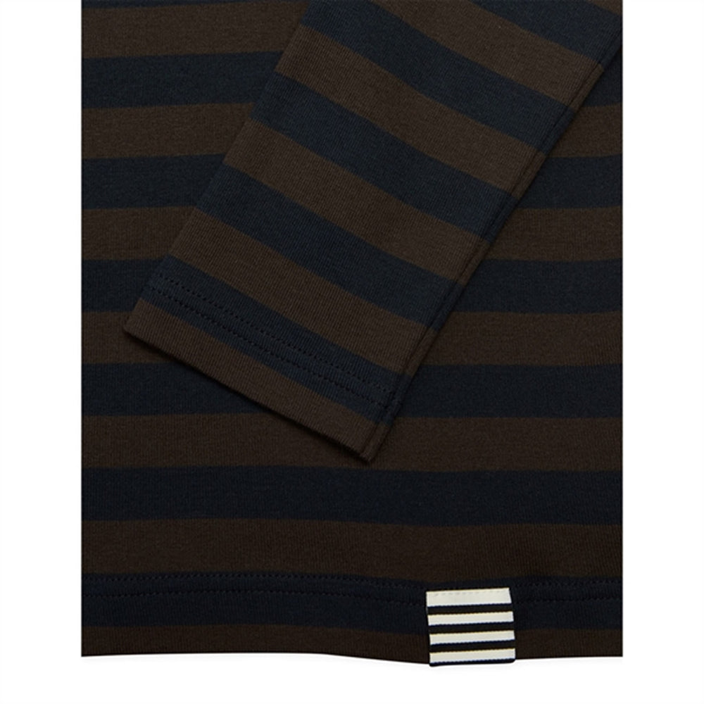 Black Coffee/Sky Captain Midi Rib Tobino Bluse