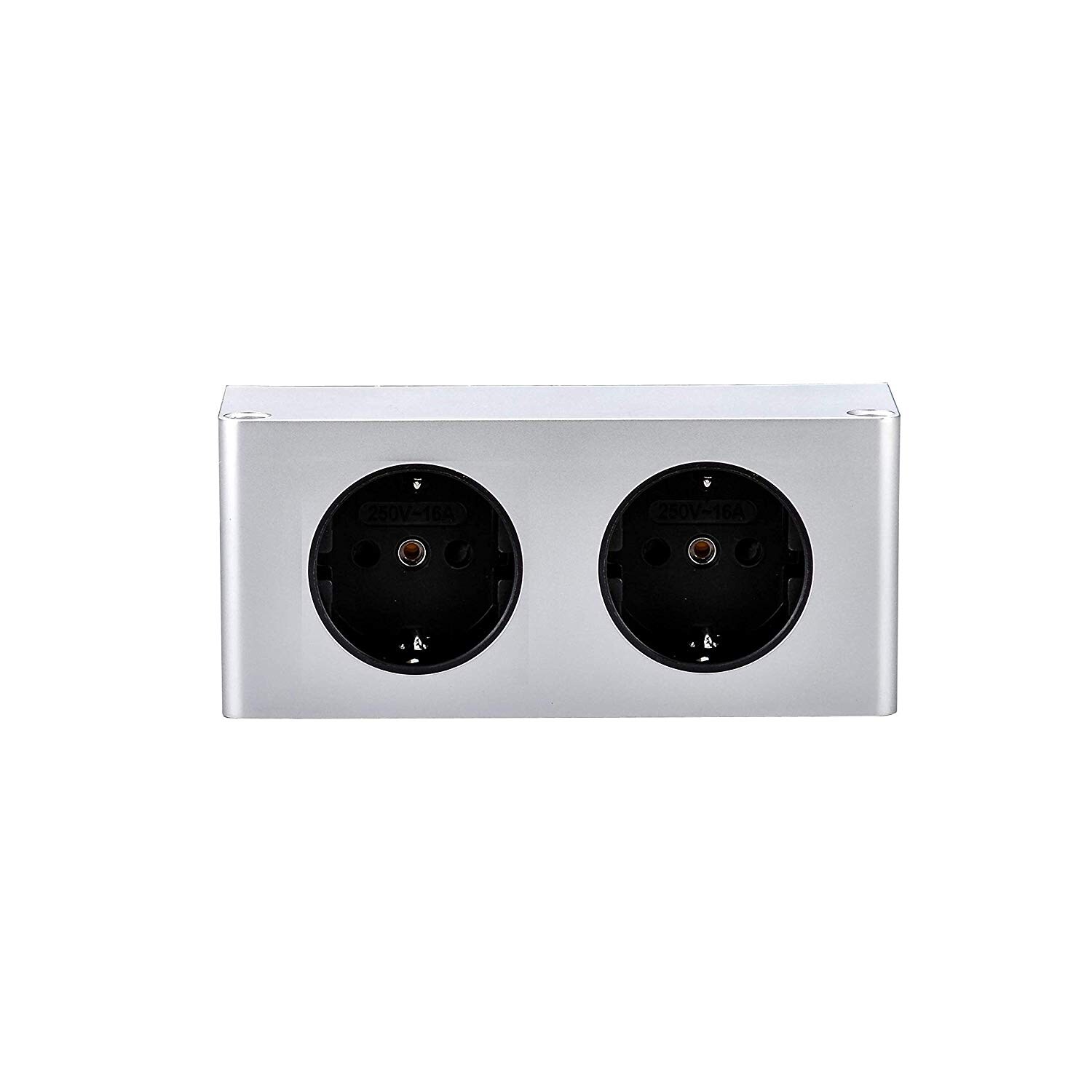 kalb | 2-fach Steckdosenleiste zur Montage, 2x 230V Steckdose 140x46x62.5 mm, Anschlusskabel ohne Stecker, Silbergrau