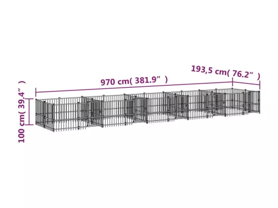 Chenil cage enclos pac noire 970 x 193.5 x 100 cm 02_0041810