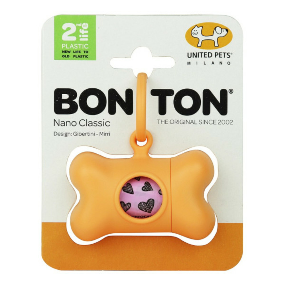 Distributeur de sacs pour animaux domestiques bon ton nano classic chien orange plastique recyclé (6 x 3 x 4 cm)