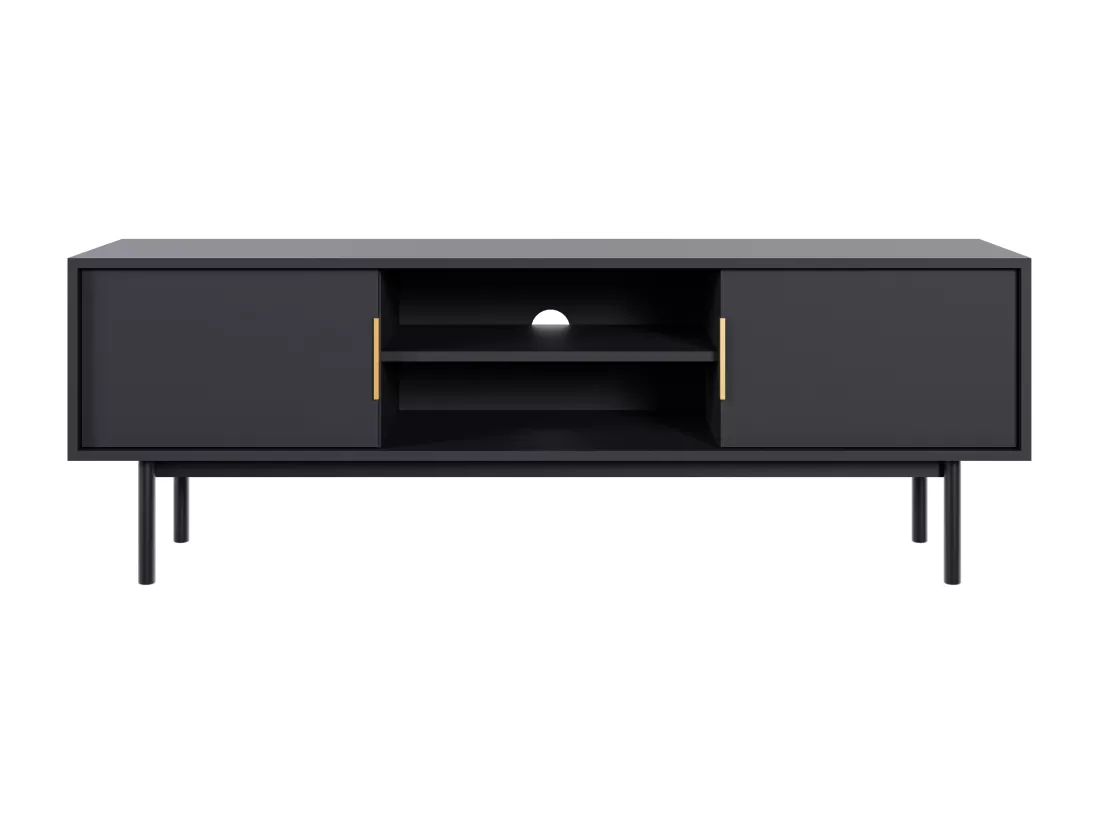 Meuble TV avec 2 portes et 2 niches - Noir - DABRIANA
