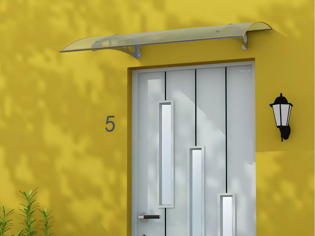 Auvent de porte en aluminium 120 x 90 cm courbé NEONA