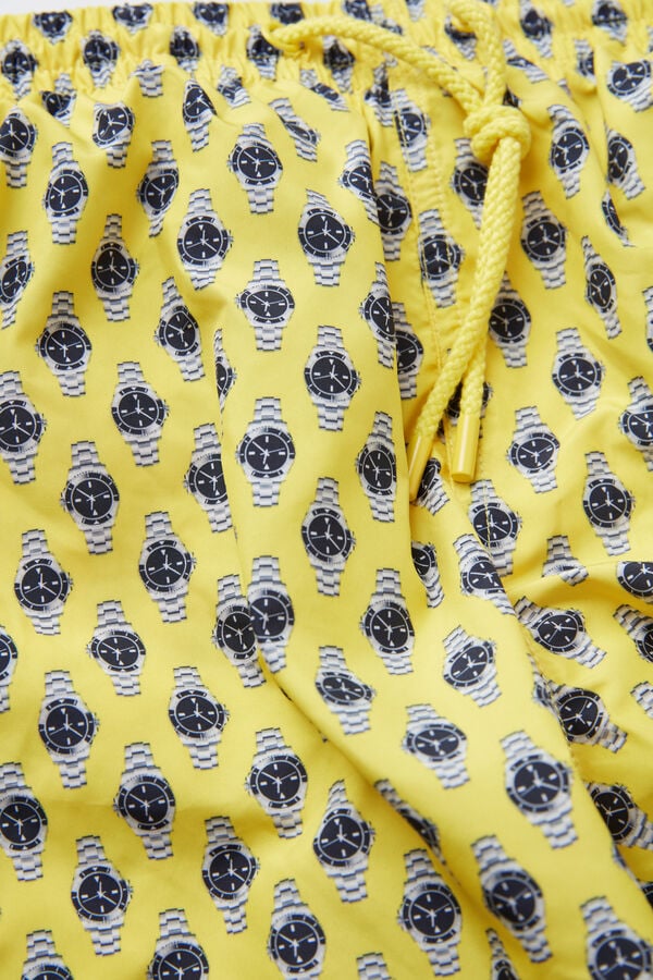 Maiô boxer com estampa de micro-relógio