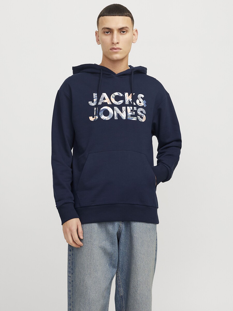JACK & JONES<br>Moletom com capuz e logo Relaxado