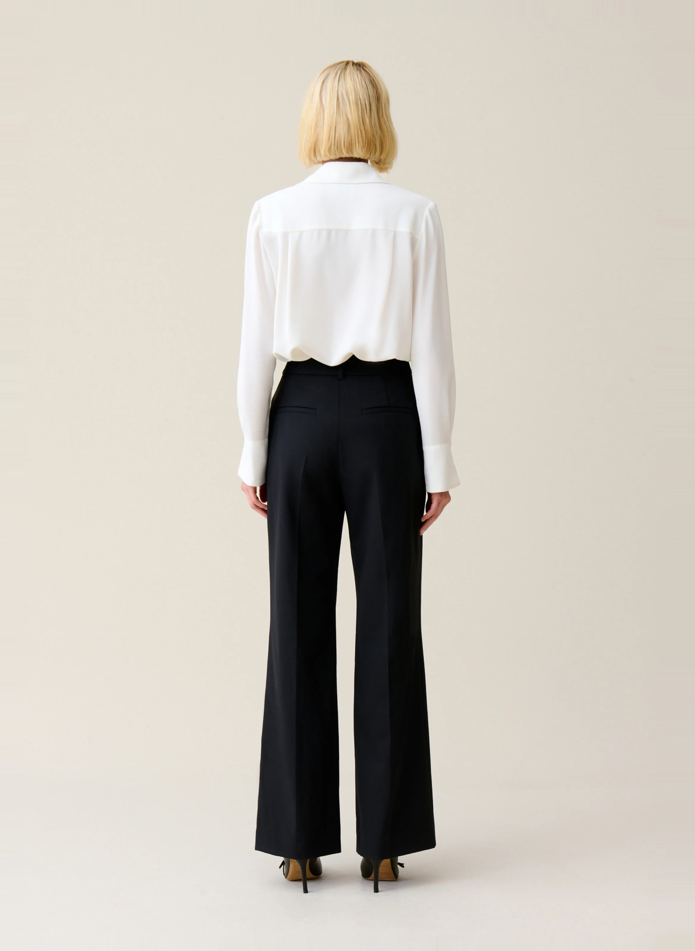 Pantalon tailleur en laine mélangée | Noir