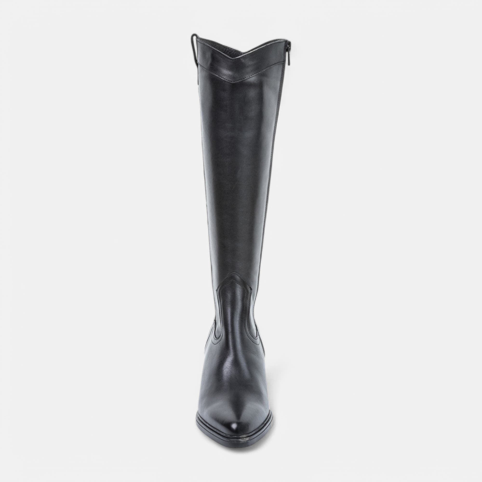 Bottes à talon Femme en cuir noir