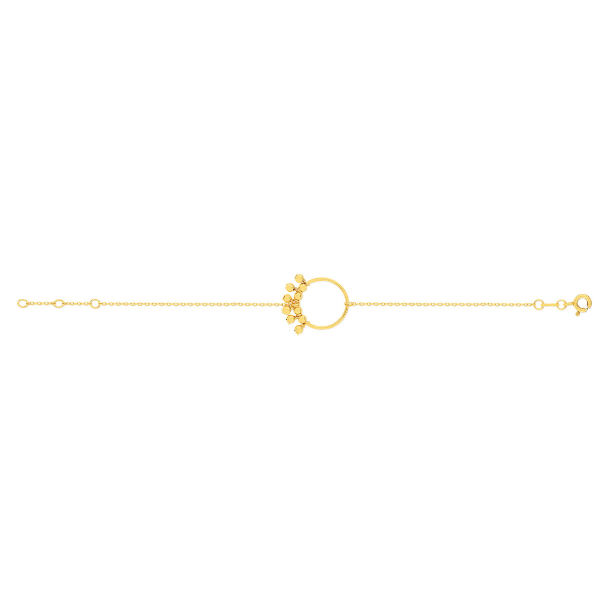 Bracelet plaqué or jaune, cercle et boules en pampille 18 cm