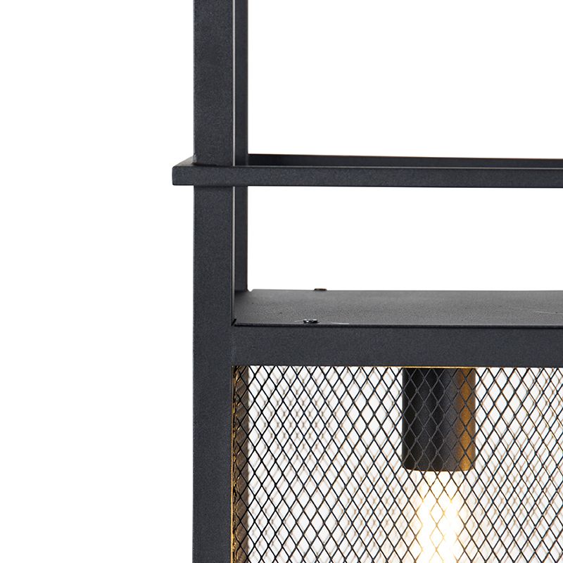 Industriële hanglamp zwart met gaas 4-lichts - Cage Rack